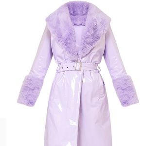 PRETTYLITTLETHING PLT Purple Fur Coat